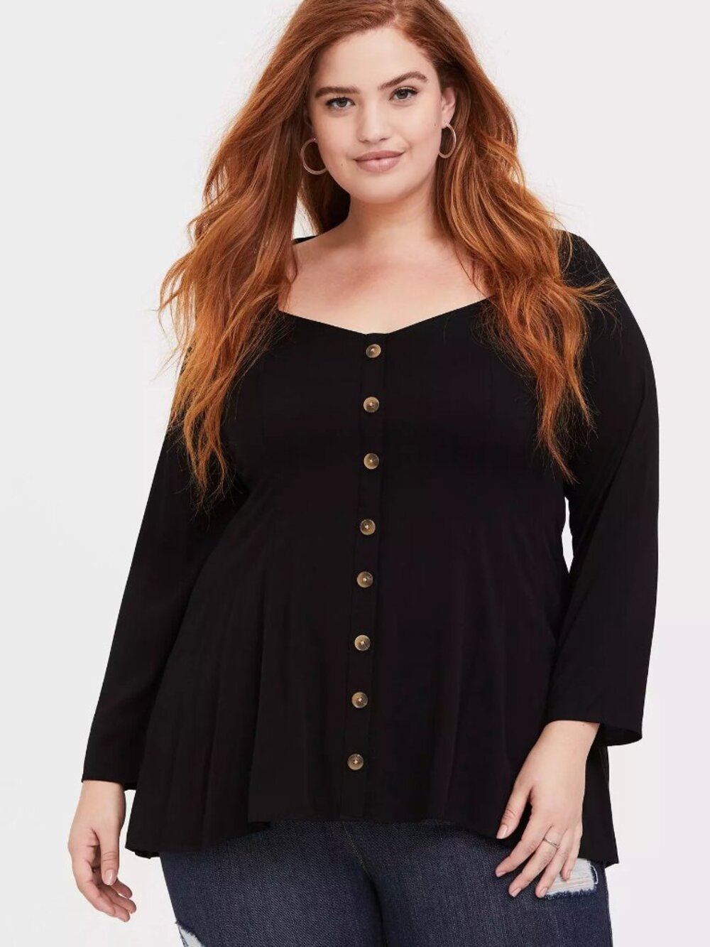 Torrid Fit And Flare Stretch Challis Button-Up Top | 3X